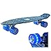 Produktbild Retro Kinder Skateboard Mini Cruiser (Blau) mit LED Leuchtrolle
