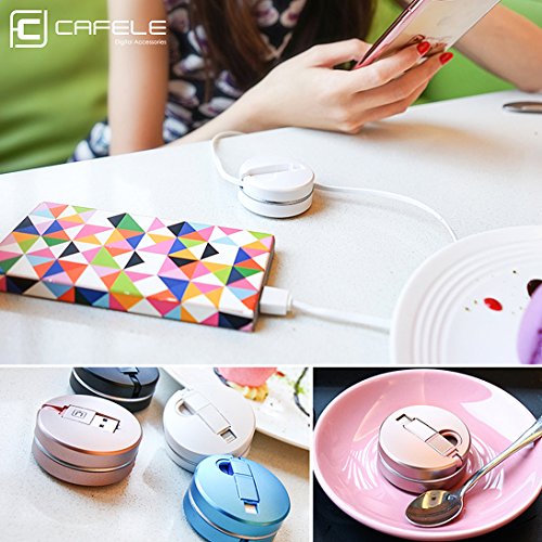 2 in 1 Lightning und Micro USB Einziehbares Kabel, cafele 1 m/Auslöser praktisch, aufrollbares Lightning und Micro USB Laden & Sync Daten Travel Kabel Adapter für iOS (8/9/10) & Android Phones Tablets - 8