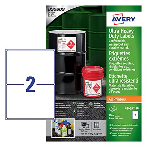 Avery Espa  a B3655-50 - Caja de 100 etiquetas para uso industrial