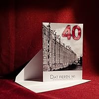 Geburtstagskarte, Grußkarte, "Hamburg 40" mit Plattdeutschen Gruß - Klappkarte, Faltkarte