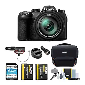 Panasonic LUMIX FZ1000 II 4K 16x Long Zoom Digital Camera, Koah Roebling Bag with Accessory & Cleaning Kit, 64GB SDXC Canvas Go Plus 170MB/s Read Memory Card, Pro Shotgun Video Mic, and 2 Batteries