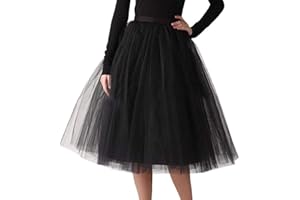 QIXIU Tüllrock Damen Karneval Kostüm Damen Kostüm Tüllrock Fasching Ballkleid 50er Karneval Midi Tütü Rock Ballett Unterrock Schwarzer Tüllrock Retro Tutu Cosplay Abendkleid