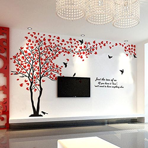 WarmSun Crystal Stereo Acrylic Background Decoration Wall Stickers,Red-XS