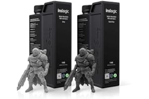 Inslogic 2kg Water-Wash ABS Like Resin, Combines features of ABSLIKE Resin & Water Washable Resin, High Precision, Low Shrinkage, Fast Curing 3D Resin for LCD DLP SLA 3D Printers. (Grey+Dark Grey)