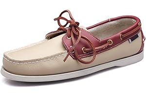 CLASSIC PINK Mocassini da Uomo in Pelle con Lacci e Lacci Scarpe Casual da Barca in Pelle Piatta