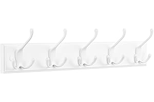 SONGMICS Perchero de Pared, 5 Ganchos Triples de Metal, para Abrigos, Bolsos, Llaves, en la Entrada, Dormitorio, Salón, Premontado, Blanco Nube LHR305W01