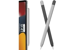 FAFALITHIC Lot de 2 Coque Pencil en Silicone Compatible avec Apple Pencil Pro & Apple Pencil 2ème Génération, Supporte la Charge Magnétique et Double Tap (Noir + Gris)