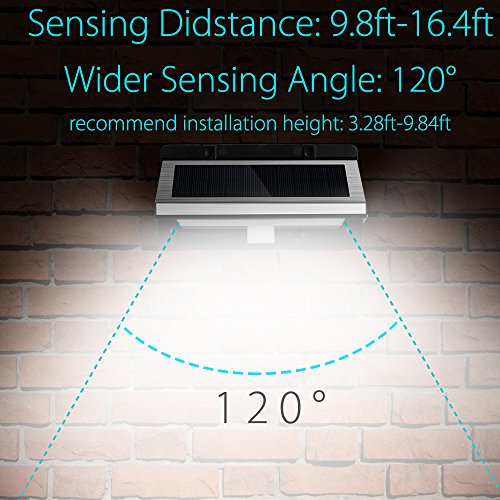 Abask Solarleuchte, 21 LED Wasserdichte Edelstahl Solarleuchten mit Bewegungsmelder, Kabellose Wandleuchten Gartenleuchte Solar Wandstrahler für Türe, Flur, Wand, Terrassen, Garten mit 3 Modi Bewegung - 4
