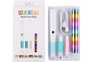 CYFUN DESIGN Set di 3 punte di formato per fogli di calore e 1 rotolo di pellicola attivata a calore, per realizzare biglietti, scrapbooking, kit tutto in uno, penna da disegno alimentata tramite USB, DC5V