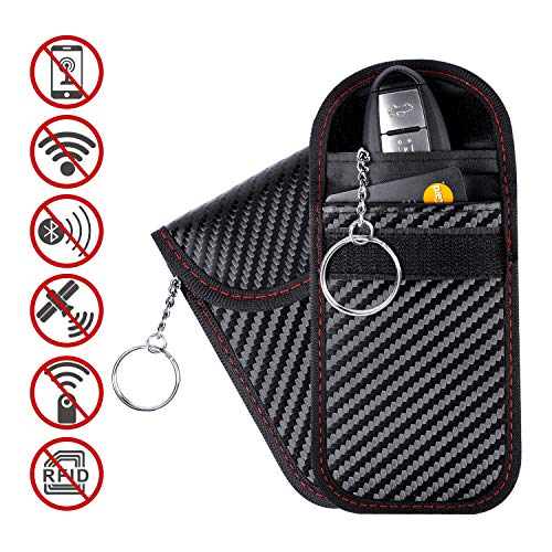 Yika Carbon Fiber texture RFID blocco segnale case, chiave auto Signal Blocker, KEYLESS Fob protezione della borsa della sicurezza blocco segnale WiFi/GSM/LTE/NFC/RF Blocke (nero)