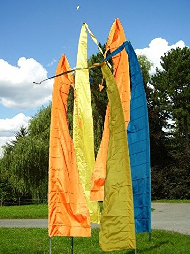 DEKOVALENZ – Balifahnen-Stoff NUSA DUA mit Rauten-Spitze, verschiedene Farben und Längen, Balifahne, Bali Flag, Gartenfahnen, Strandfahnen, balinesische Fahnen, Umbul Umbul, Indonesische Tempelfahnen, Gebetsfahnen, Asienfahnen, Farbe:fuchsia, Fahnenlänge:5 Meter - 3