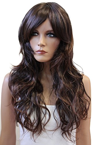 PRETTYSHOP Sexy Perücke Wig langhaar gewellt Cosplay Partyperücke Fasching diverse Farben (schokobraun 2T33 PP8)