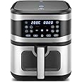 KENT Digital Air Fryer 8L | 1700W | Bake, Grill & Roast | Up to 80% Less Oil Usage | 7 Preset Menu | Digital Display & Touch Control Panel | Glass Window with in built Light | Auto Cut-Off Silver