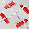 ARBO Plastic Tile Leveling System 100 Sets Tile (Red and White, 100 Wedge and 100 Spacers Strap)