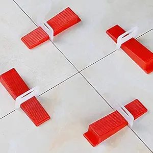 ARBO Tile Leveling System Plastic 1.6 MM 100 Sets Tile Leveling System Wall Floor Spacer Tile Levelling Tool, 100 Wedge and 100 Spacers Strap