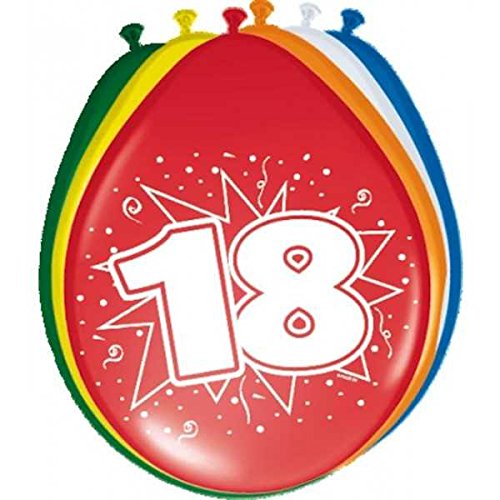 18 Geburtstag Deko Luftballon Ballons mit Zahl 18 Farbmix Dekoration zum 18er Geburtstag Party oder andere Anlässe 8 Stück - 2