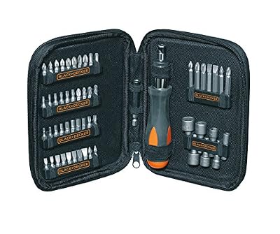 Black + Decker A7104-XJ Coffret de Tournevis à cliquet avec accessoires