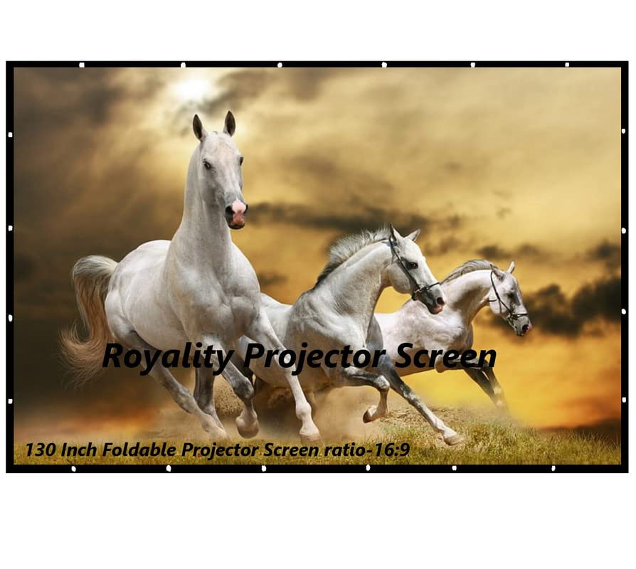 [Upgraded 2023] 130 Inch Foldable Projector Screen (Anti-Light) (Anti-Crease) Wrinkle-Free Ratio 16:9 Full HD 4k 3D Supported for Home Cinema, Theater, Indoor Outdoor Movie-(162 cm, (H) x 290 cm (W))
