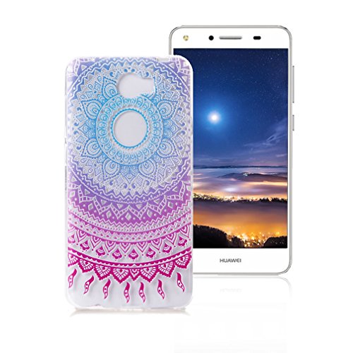 XiaoXiMi Funda Huawei Y5 II Y5 2 Carcasa TPU Transparente Funda de Silicona Caucho para Huawei Y5 II Y5 2 Soft Silicone Case Cover Funda Protectora Carcasa Blanda Caso Suave Flexible Caja Delgado Ligero Casco Anti Rasgu  os Anti Choque Funda con Patr  n de Dise  o   nico - Mandala Tribal p  rpura