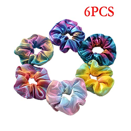 6pcs Women'S Scrunchies Mermaid Scrunchy Colorful Hair Elastic Ponytail Holder Hair Accessories For Ladies(Random Color)