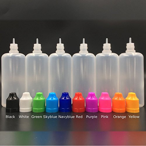 50 Pack x 100ml LDPE Plastikware Leere Squeezable Dropper Flaschen mit Spitzen Abdeckung Bottles ( Flaschen + Mischfarbe Abdeckung + Spitzen ) - 5