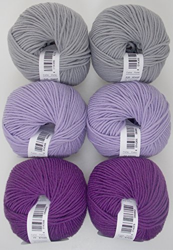 Wollpaket 2 Babywolle 6x 50 g Cora sehr weicher Merino-Mix zum Häkeln und Stricken