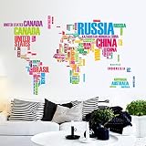 El mapa del mundo Vinilos decorativos Cita Arte Inglés Carta   Pegatinas de pared del cuarto de niños buena opción para etiquetas de la pared, romántico, fiesta, amor, regalos.