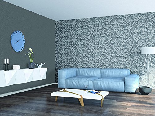 P&S Times – Tapete 3D Effekt Dreieck Muster Geometrische Texturierte Vlies Tapete – Grau Silber 42097-40 - 3
