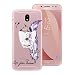 Produktbild CE-Link Samsung Galaxy J7 2017 Hülle Weiche Silikon Transparent Handyhülle Durchsichtig Schutzhülle Rotierendem Ring Ultra Dünn Slim Backcover mit Fingerhalterung Ständer Silicone TPU Bumper Crystal Kirstall Klar Clear Handy Tasche Schale Etui Weich Handytasche Kreative Motiv Muster für Galaxy J7 2017 (5,5 Zoll SM-J730F) Case Cover - Federn und Buchstaben