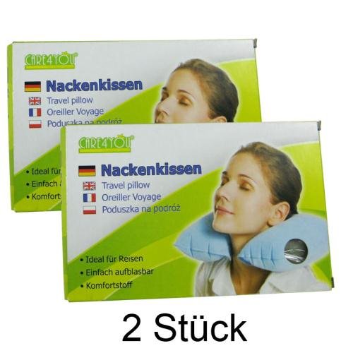 Preisvergleich Produktbild 2X Nackenkissen aufblasbar Nackenhörnchen Reisekissen