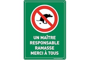 AUA SIGNALETIQUE - Panneau Prépercé (4 Trous) avec Angles arrondis - PVC Rigide 1.5 mm - (210x300 mm, Maître Responsable Ramasse)