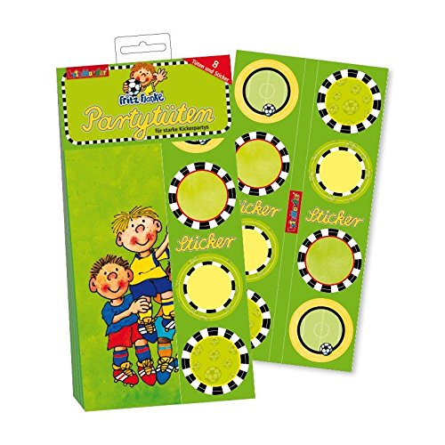 Lutz Mauder Geburtstagstüte / Partytüte Fußball „Fritz Flanke“ 8 Stück aus Papier und 8 Sticker zum Verschließen - 2