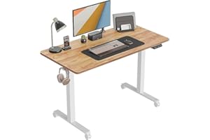 ‎FEZIBO FEZIBO Schreibtisch Höhenverstellbar Elektrisch, 120 x 60 cm Stehschreibtisch mit Memory-Steuerung und Anti-Kollisions Technologie, Weißer Rahmen/Hellbraune Tischplatte