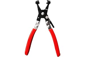 AASONS Band Hose Clamp Plier, Flexible Ring Type Hose Clamp Pliers Installation and Removal Tool Swivel Jaw Locking (Flat Jaw)(Red & Black)