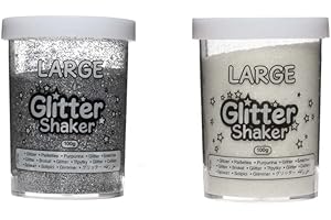 Baker Ross FE720 Barattoli di Glitter Neve e Ghiaccio - Confezione da 2, Glitter per Bambini per Decorare Progetti Artistici e Artigianali, Materiale Artistico Ideale per la Classe e la Casa