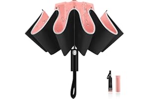 LAMA Parapluie Pliant 105cm Automatique Ouverture Pliable et Fermeture Résistant au Vent Parapluie de Voyage avec bandes réfléchissantes 10 nervures en fibre de verre renforcée Anti-UV