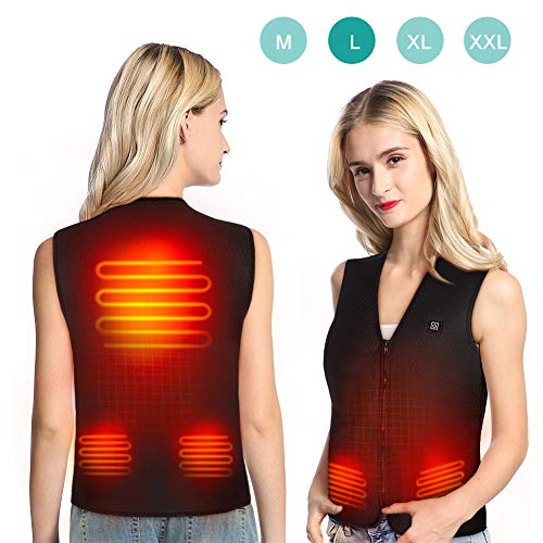 Gilet Chauffant Homme et Femmes, USB Chargement Chauffante Vêtements, Imperméable Hiver Chaud Thermique Chauffés Veste pour Activités de Plein Air Chasse Randonnée en Ski Pêche Camping, Lavables