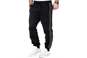 HMIYA Jogginghose Herren Baumwolle Trainingshose Lang Sporthose Klassische Freizeithose Sweathose mit Taschen und Seitenstreifen