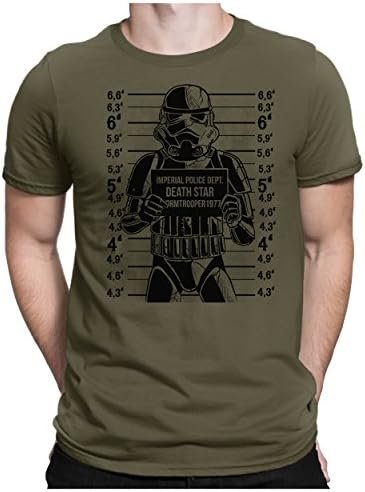 PAPAYANA Stormtrooper-Police - Men's Fun T-Shirt - Star Trooper Yoda Jedi Darth Vader - M Olive