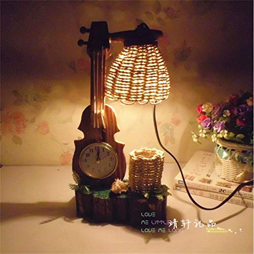 Preisvergleich Produktbild Tischlampe exquisites Holz-Violinendesign mit handgefertigtem warmem Gelb der Tischlampe