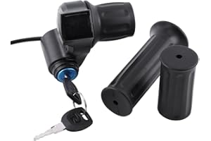 TBEST throttle control with key,Electric Throttle, Throttle,Universal E Bike Throttle Grip Electric Bike Motor Scooter Speed Controller & Cable Set, 12V 99V Half Wrist Twist Grip Throttle Handle
