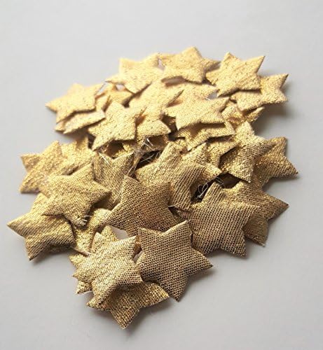 100 Glittery Gold Fabric Star Motifs for D I Y Card Crafting & Sewing 22mm x 28mm