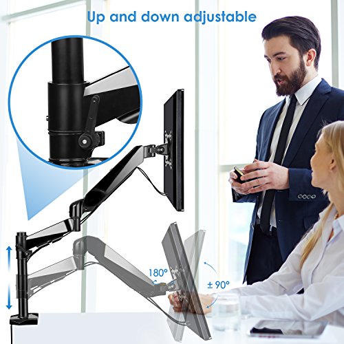 SIMBR Monitor Tischhalterung mit Federarm Schwenkbar Neigbar VESA 100×100 für LCD Monitor oder TV von 15 bis 27 Zoll max. Tragfähigkeit 8kg - 2