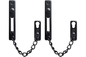 IANULUS Stainless Steel Chain Slide Bolt, 2 Pieces Door Security Chain, Door Anti Theft Lock, Plating Door Chain Lock with Screws, for Garden Doors, Wooden Doors, Hotel Doors (Black)