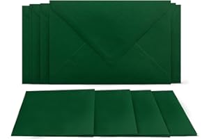 ‎COLOURS 4-YOU BY GLÜXX-AGENT 50 Klappkarten mit Umschlägen Set Dunkelgrün - DIN A6 Blanko Doppelkarten 14,8 x 21 cm (160 g/m²) - DIN C6 Umschlag 11,4 x 16,2 cm (100 g/m²) Nassklebung - Grußkarten Einladungskarten Hochzeit