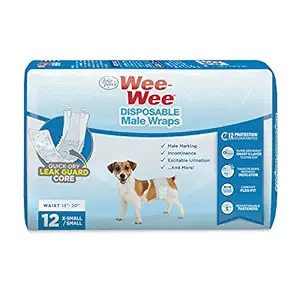 Wee-Wee Products Disposable Male Dog Wraps (12 Pack)