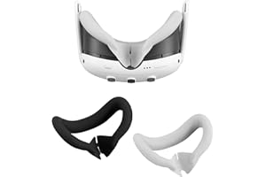 Growalleter Funda de silicona para Meta Quest 3, accesorios de realidad virtual, funda de cojín facial para Mate Quest 3, repuesto a prueba de sudor (negro + blanco)