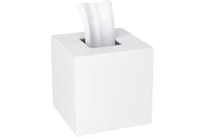 HIIMIEI Acrylic Tissue Box Cover White Tissue Holder Square Napkin Dispenser for Home Office Restaurant - White