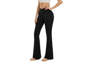 Aoliks Crossover Flare Leggings for Women,High Waisted Bootcut Yoga Pants Workout Bell Bottom Leggings