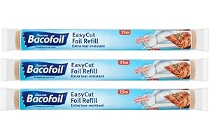 HOMEY MART 3 x EasyCut Aluminium Foil Refill Rolls Extra Tear & Heat-Resistant Perfect for Grilling Baking Roasting Wrapping Freezing – 30cm x 15m